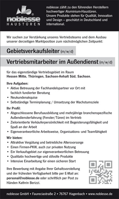 Stellenanzeige noblesse